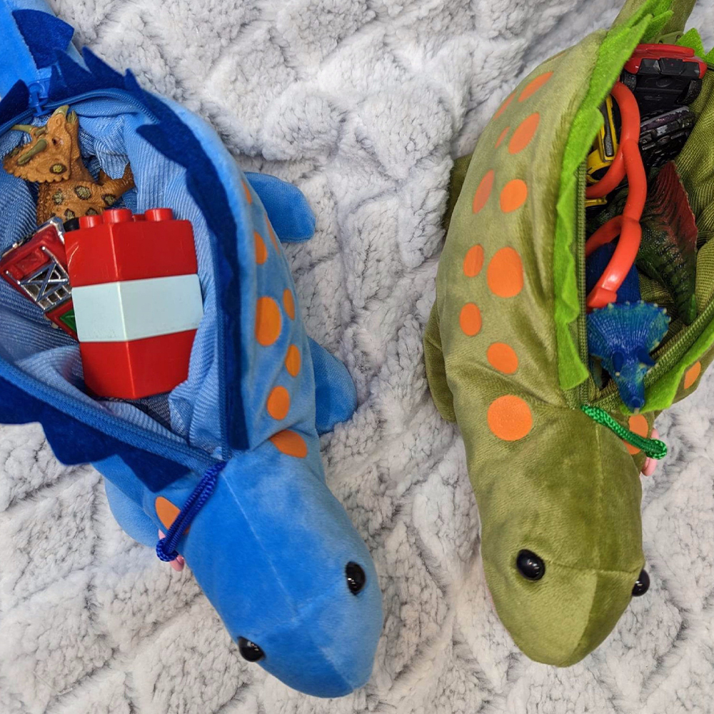 Personalized Zippered Dinosaur Plush Pencil Pouch