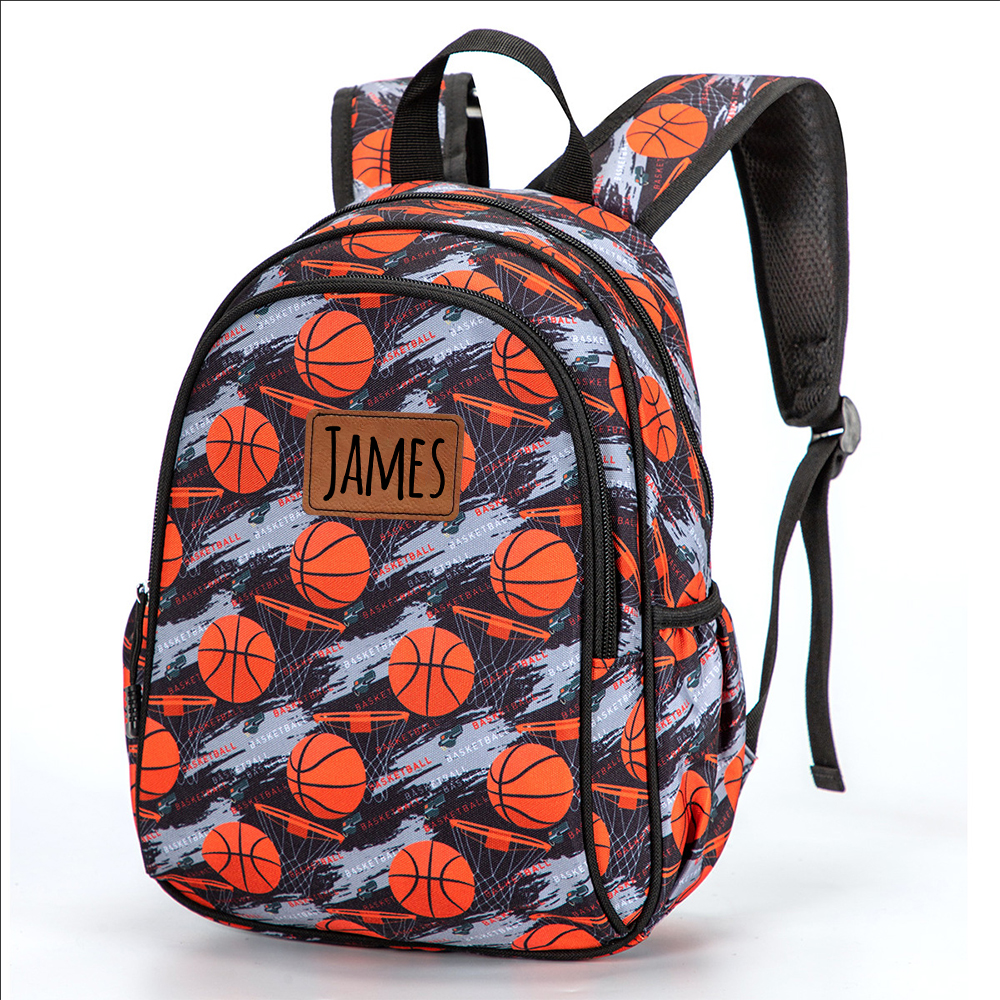 Personalized Sports Leather Patch Back to School Backpack