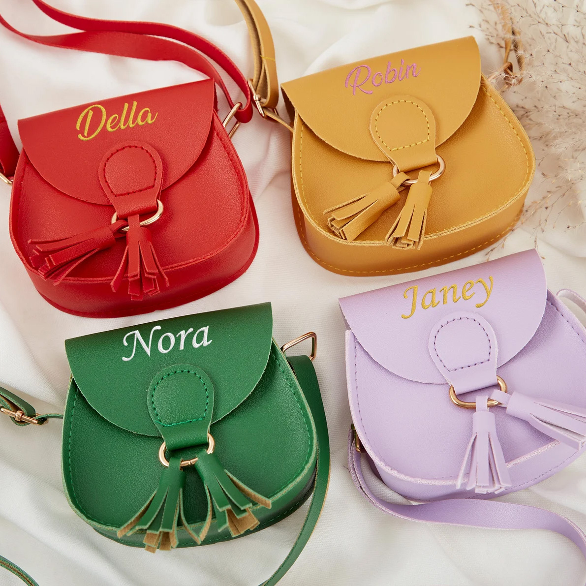 Personalized Embroidery Girls Color Tassel Purse