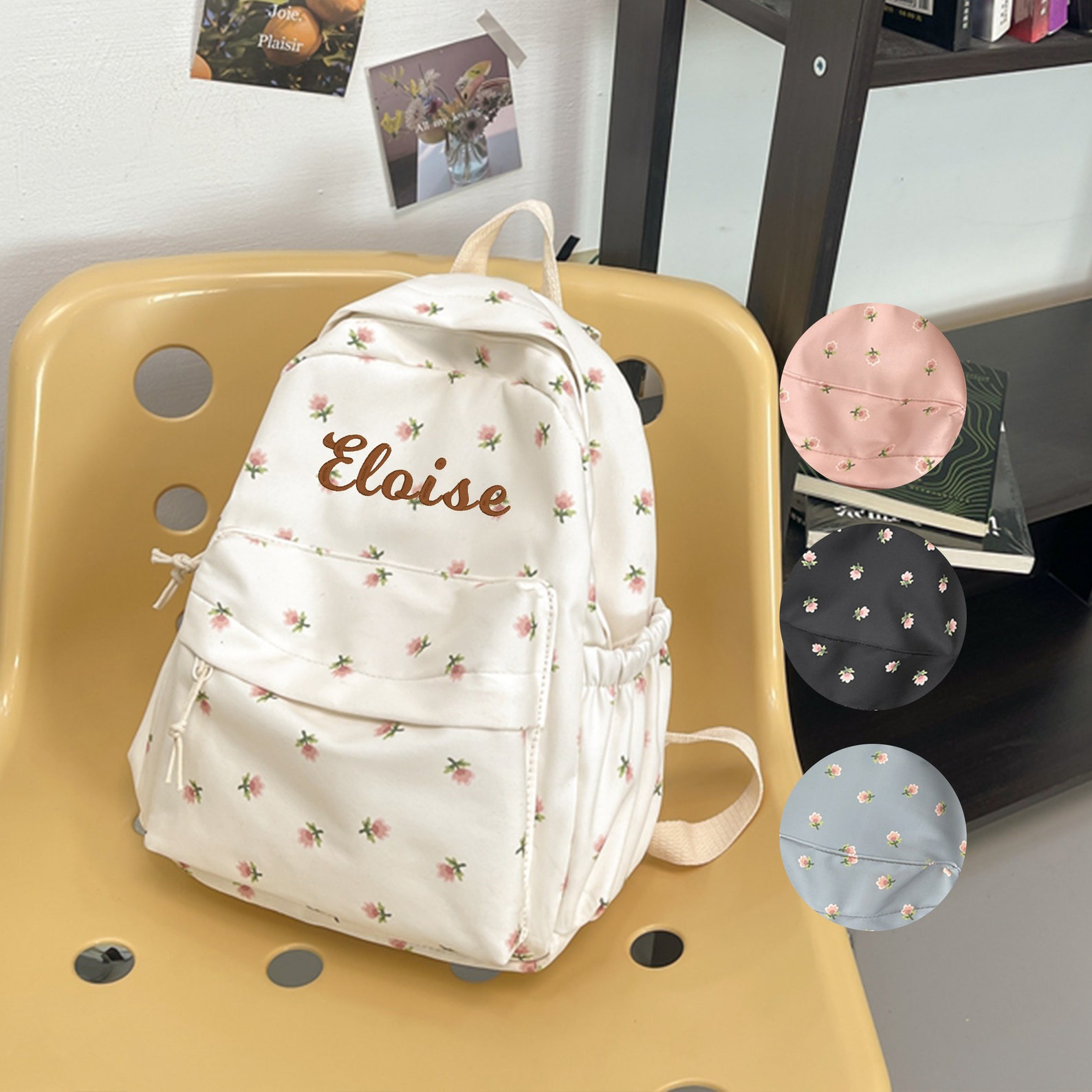 Personalized Embroidery Kid Floral Backpack