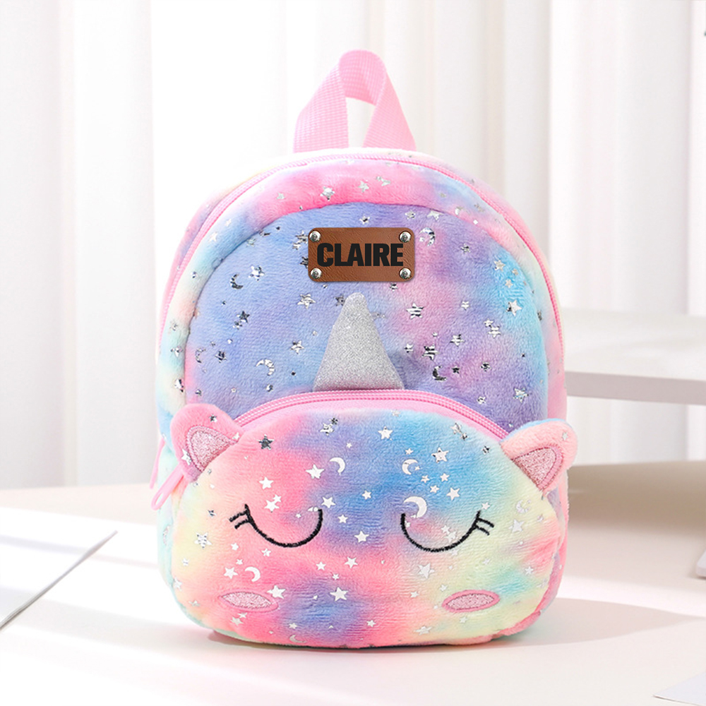 Personalized Embroidery Cute Plush Unicorn Toddler Backpack