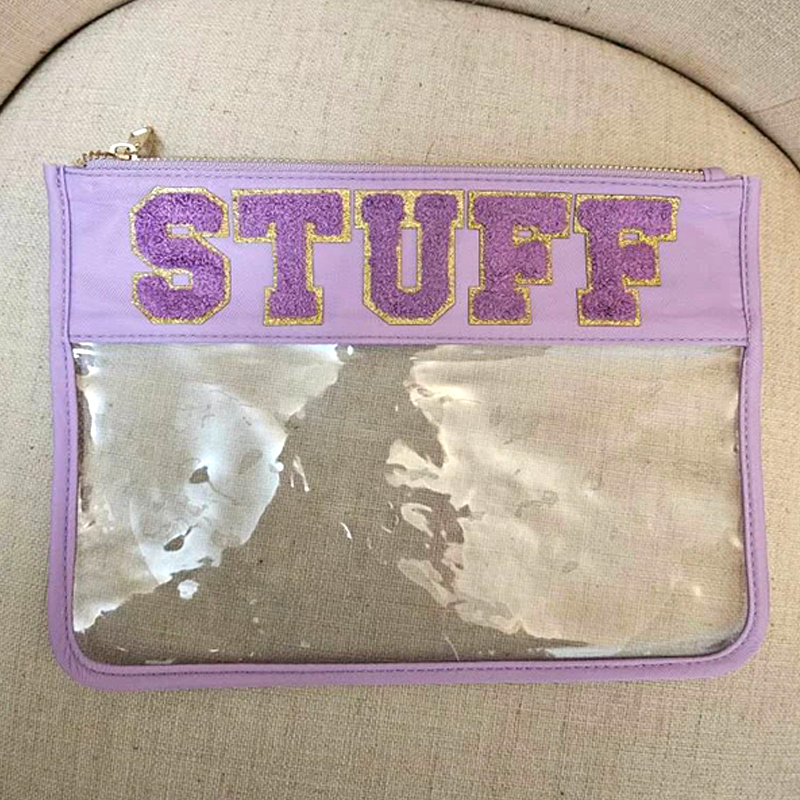 Personalized Chenille Patch Clear Pouch Cosmetic Bag