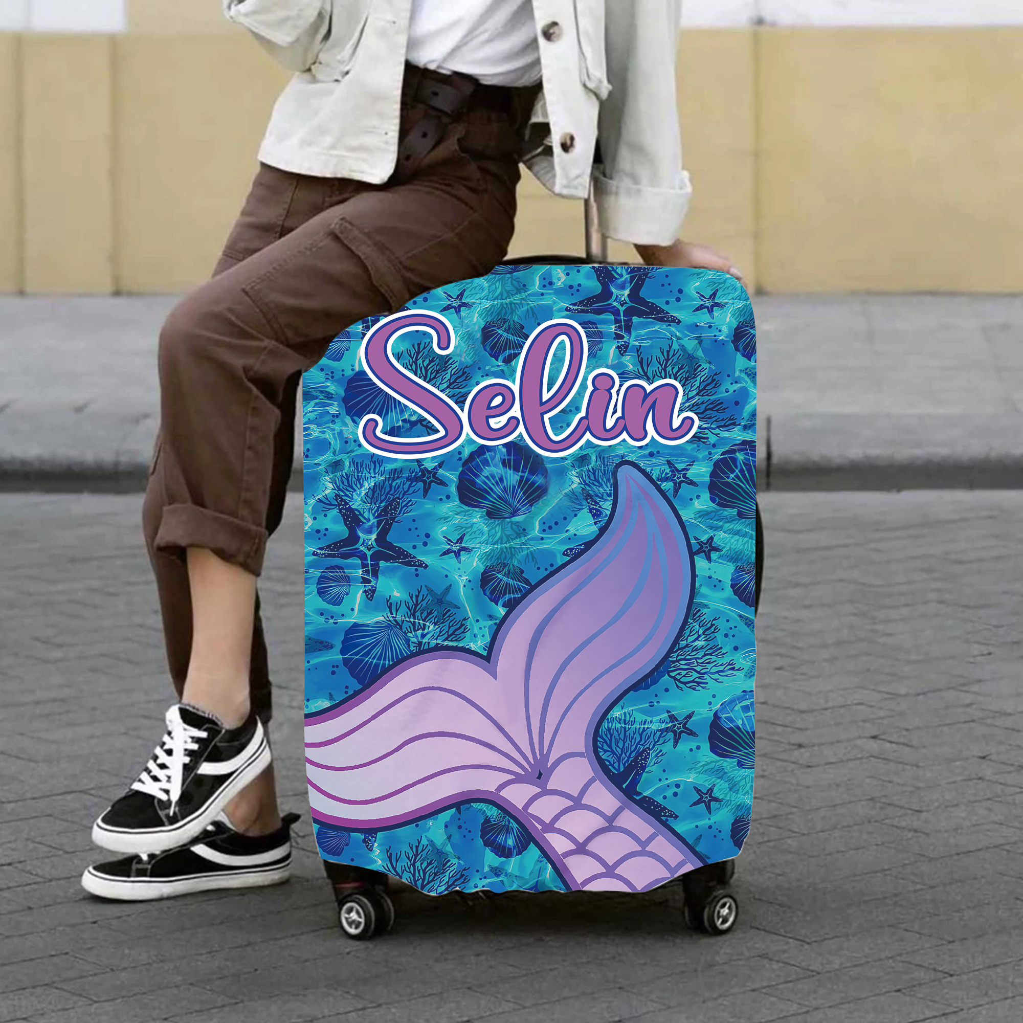Personalized Mermaid High-elastic Suitcase Protector Luggage Cover