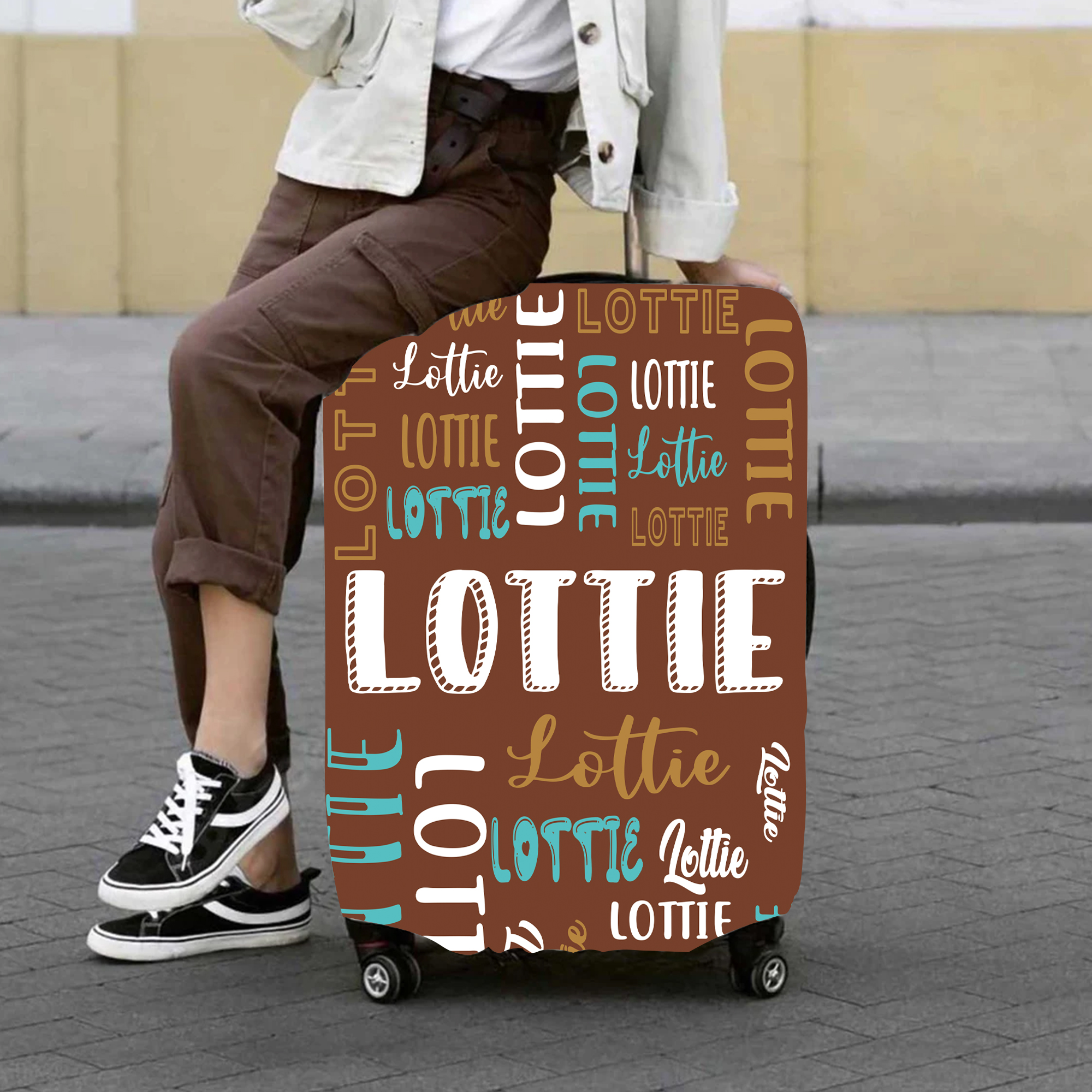 Personalized Original Monogram High-elastic Suitcase Protector Luggage Cover