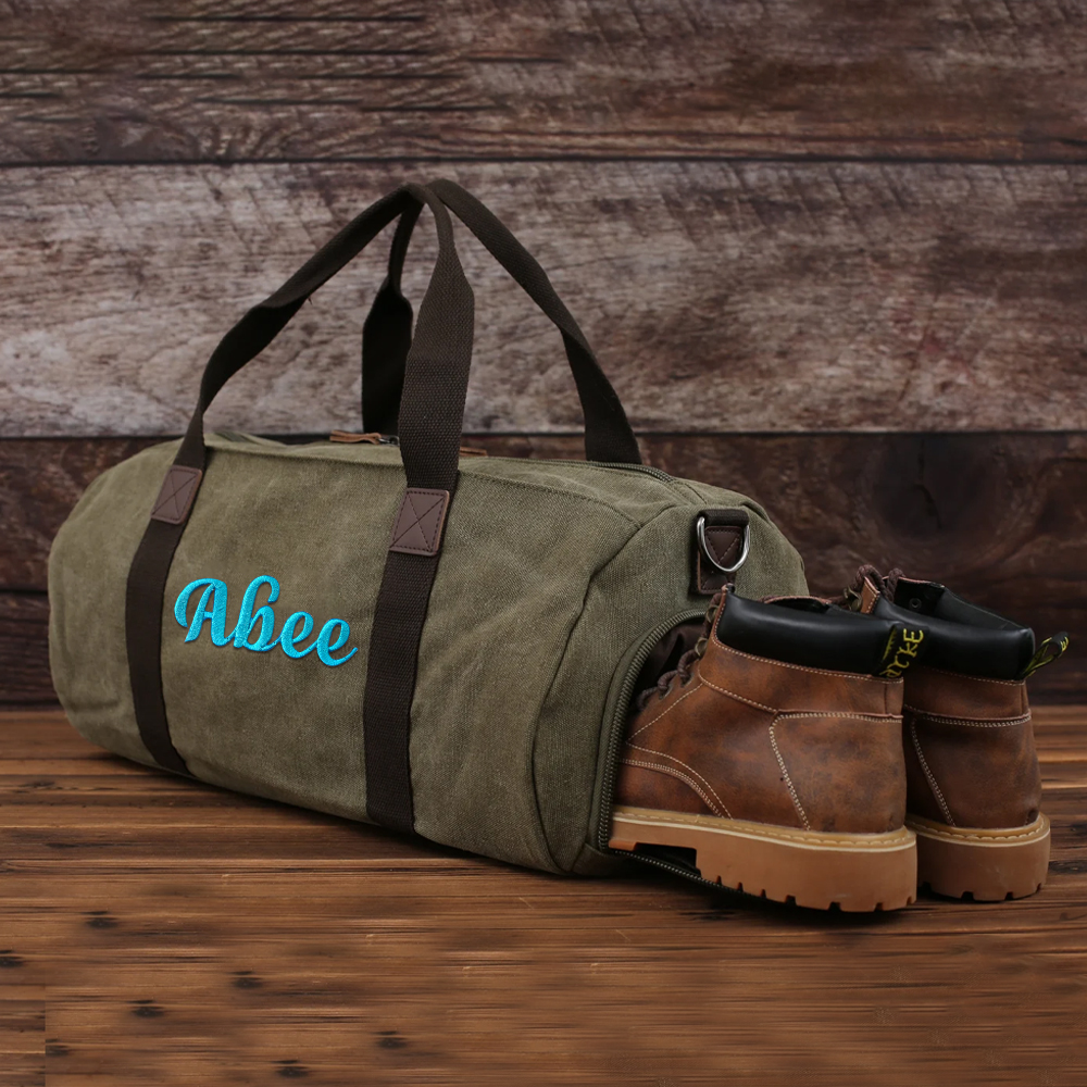 Personalized Embroidered Canvas Duffel Bag