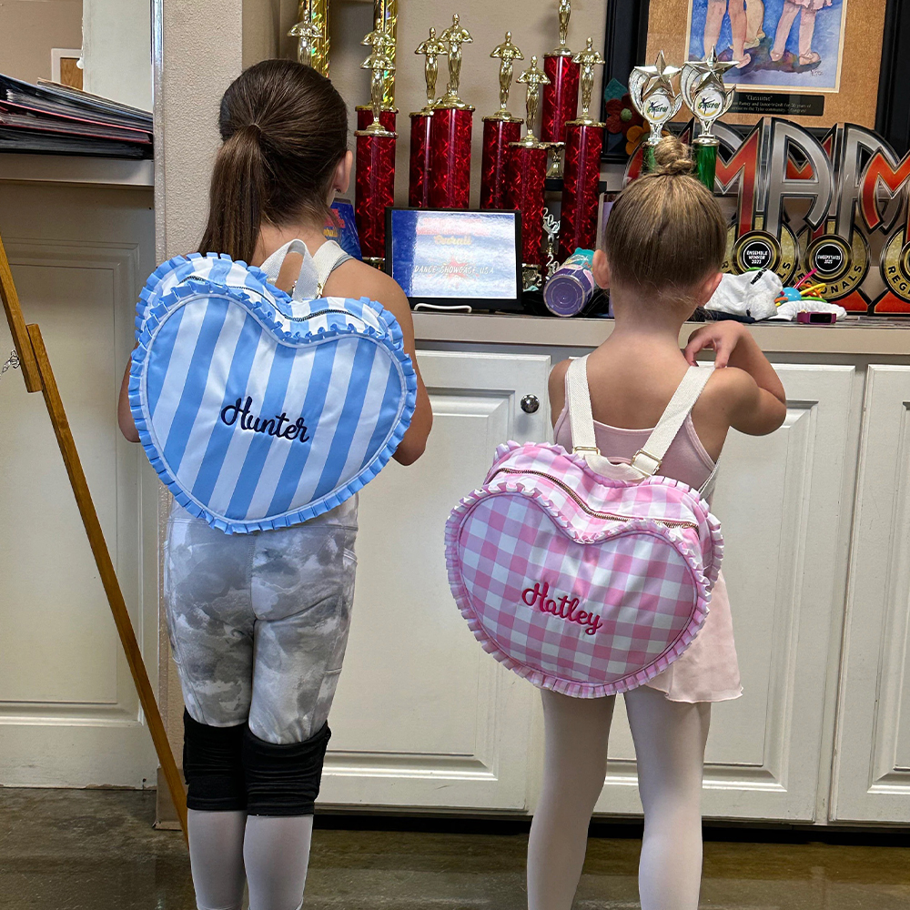 Personalized Embroidery Ruffle Heart Shape Backpack