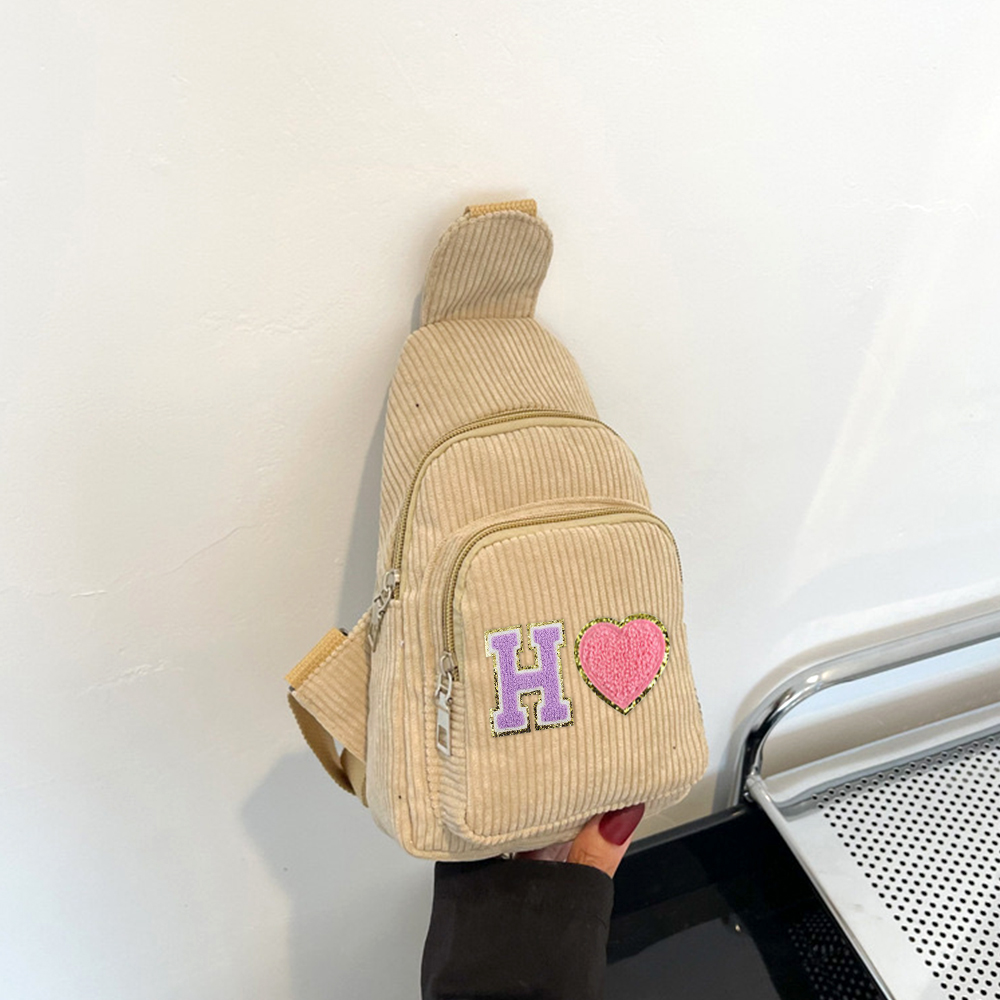Personalized Chenille Patch Corduroy Crossbody Bag
