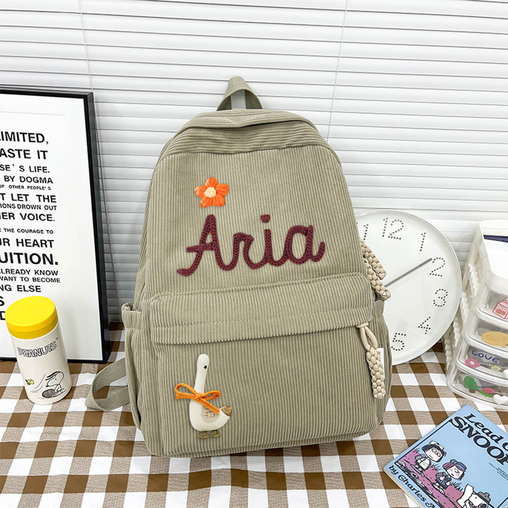 Personalized Hand Embroidery Lovely School Backpack