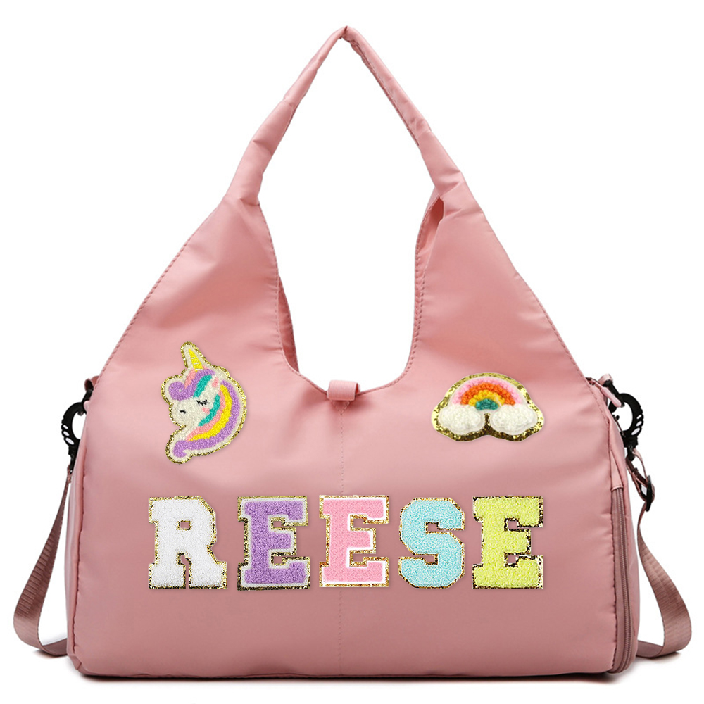 Personalized Chenille Letter Patch WaterProof Sport Travel Bag