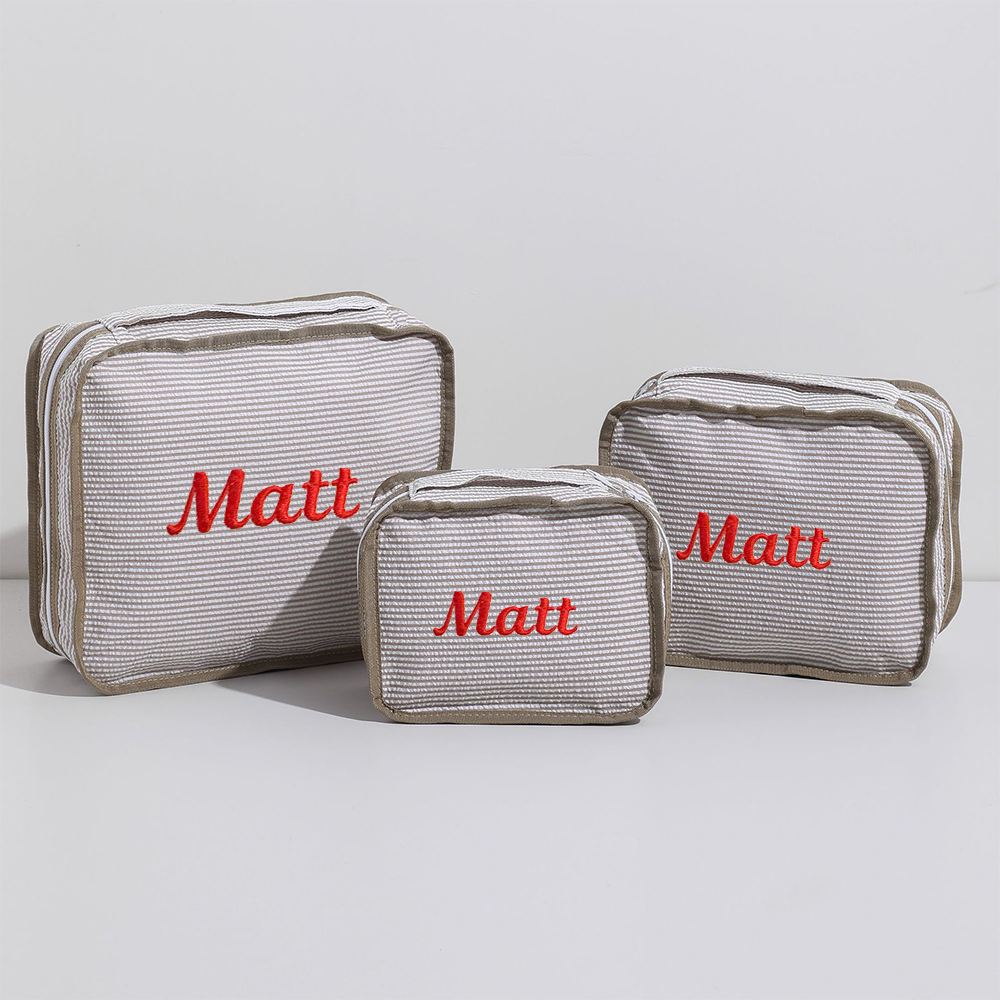 Personalized Embroidery Seersucker Travel Packing Set