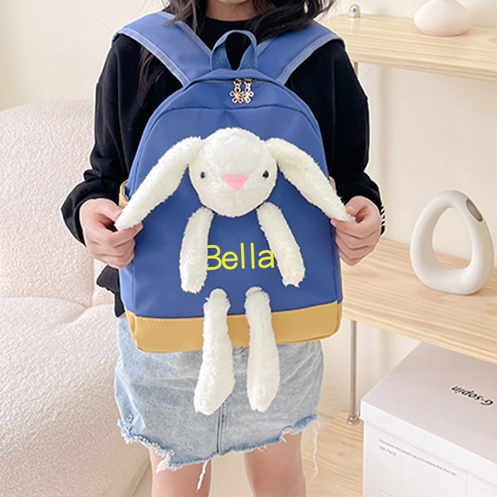Personalized Kids Lovely Bunny Plush School Backpack