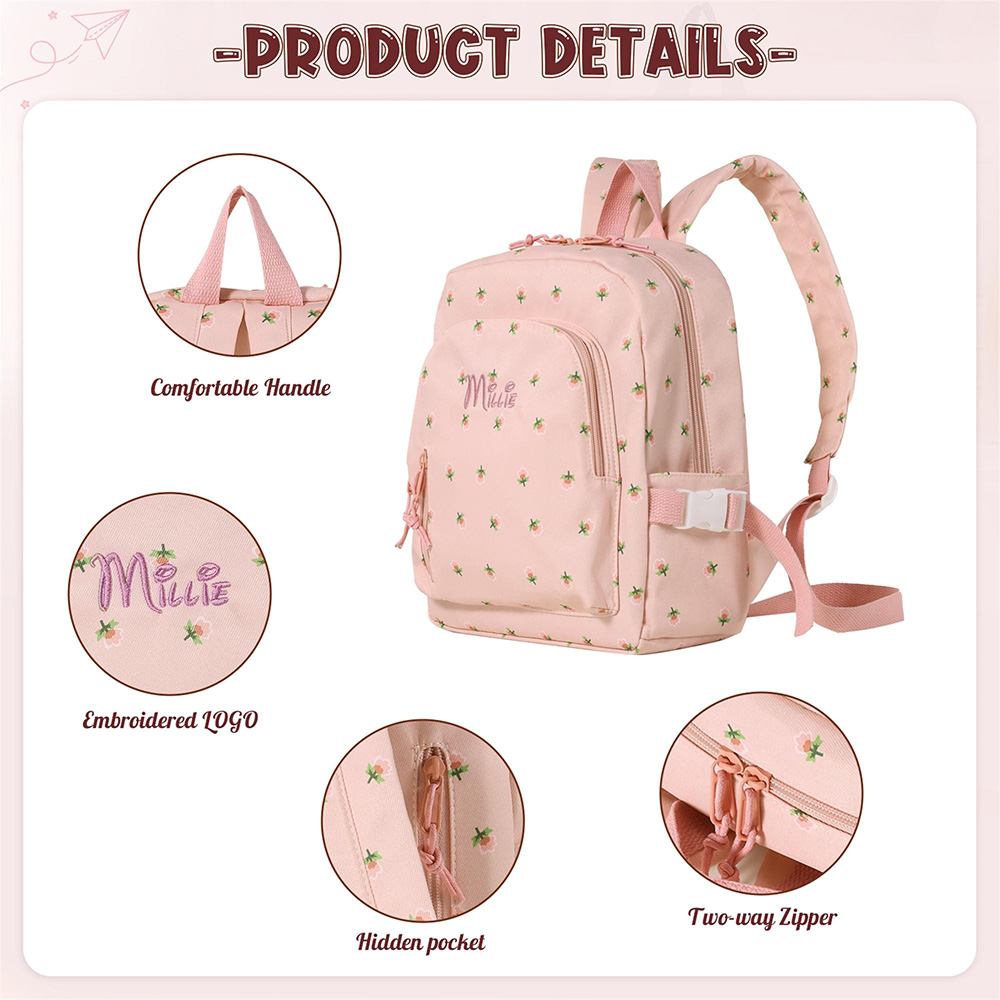 Personalized Embroidered Sweet Floral Toddler School Backpack