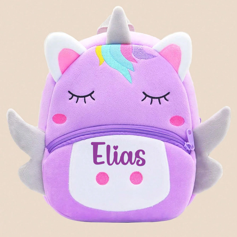Personalized Cute Purple Unicorn Animals Toddler Backpack