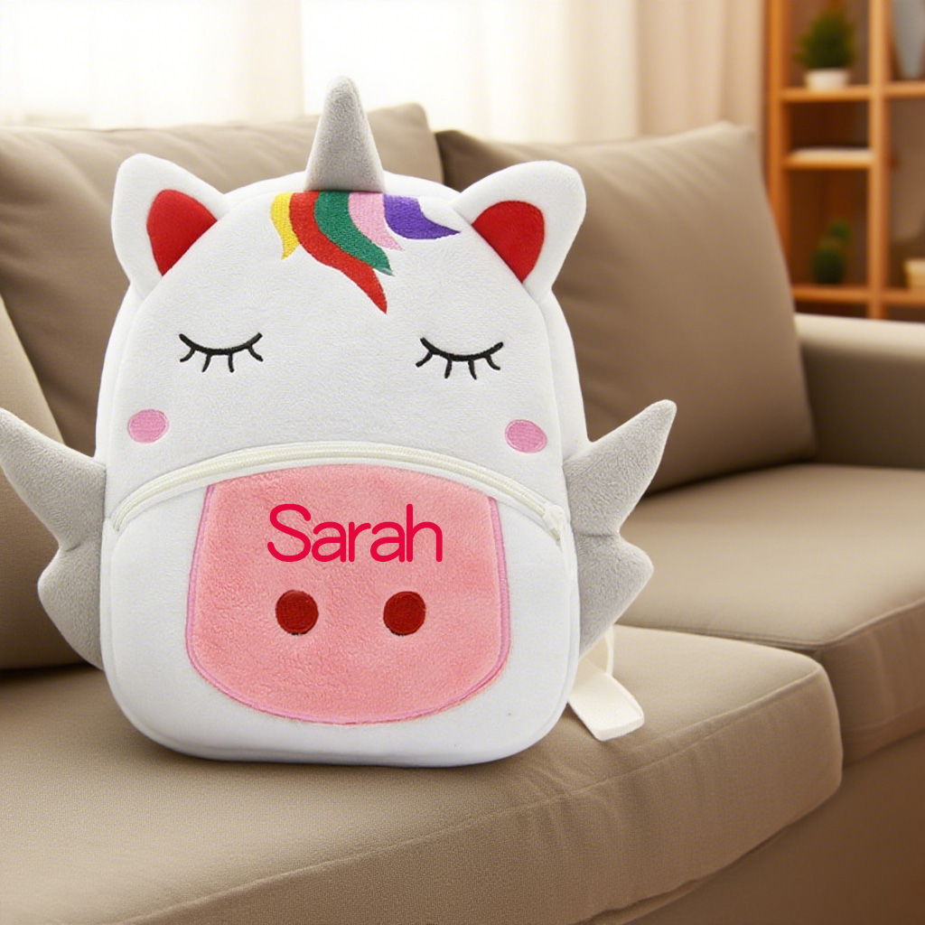 Personalized Cute White Unicorn Animals Toddler Backpack