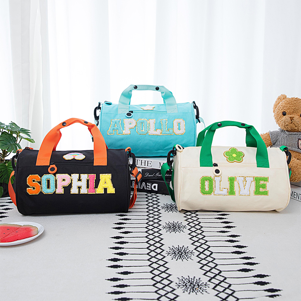 Personalized Chenille Letter Patch Water Proof Duffle Dance Bag