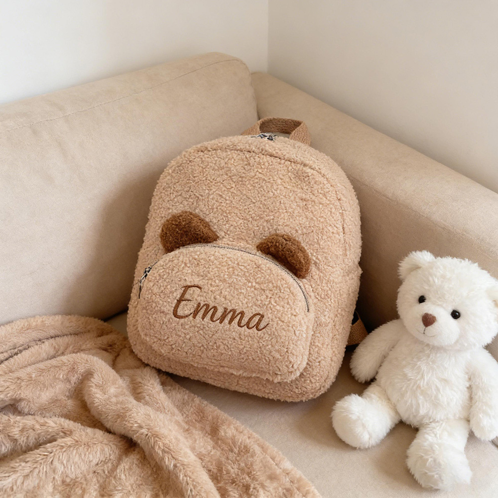 Personalized Embroidery Kids Soft Plush Bear Backpack