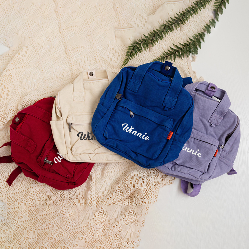Personalized Embroidery Kid Canvas Backpack