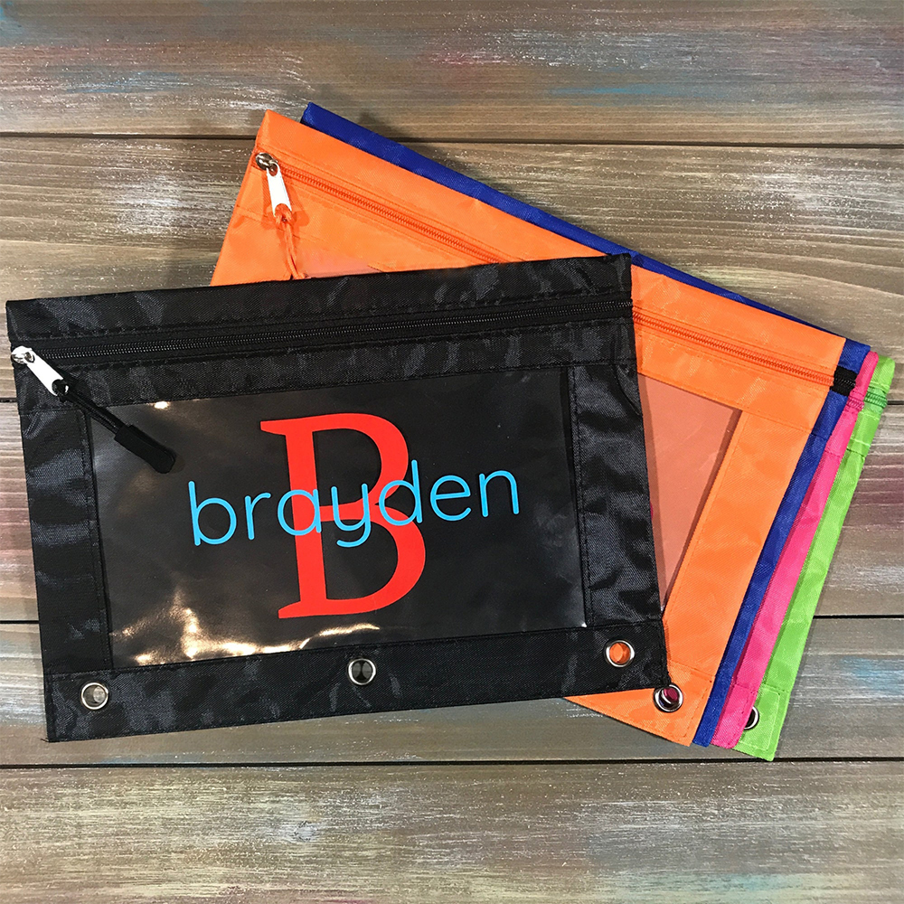 Personalized Monogrammed Canvas Zipper Kid Pencil Case