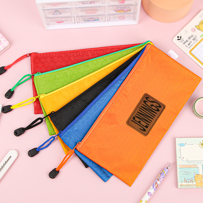 Personalized Leather Patch Canvas Zipper Kid Pencil Case