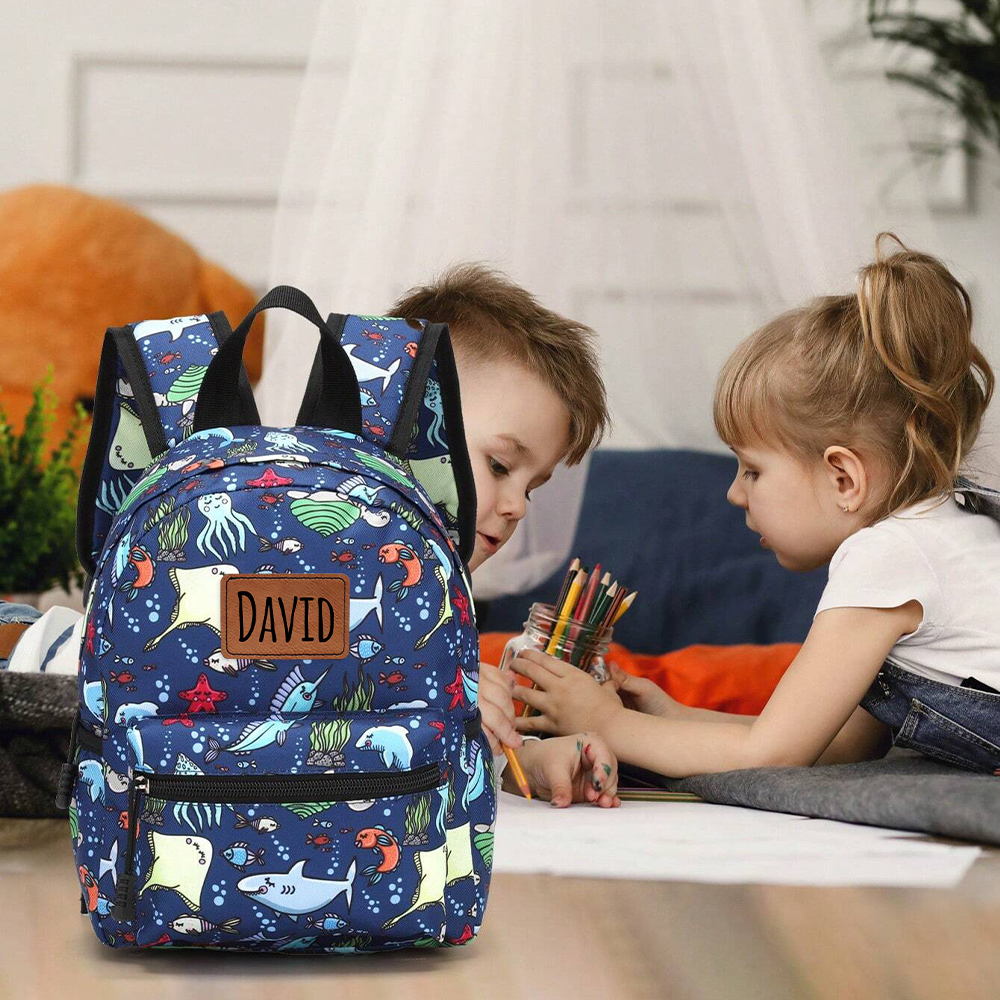 Personalized Original Leather Patch Back to School Backpack