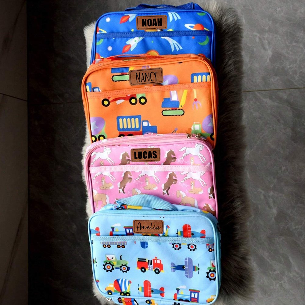 Personalized Kids Leather Patch Cute Lunch Bag