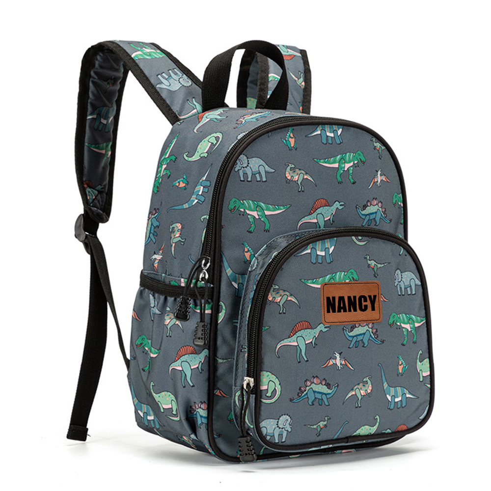 Personalized Leather Patch Kids Cute Back to School Backpack