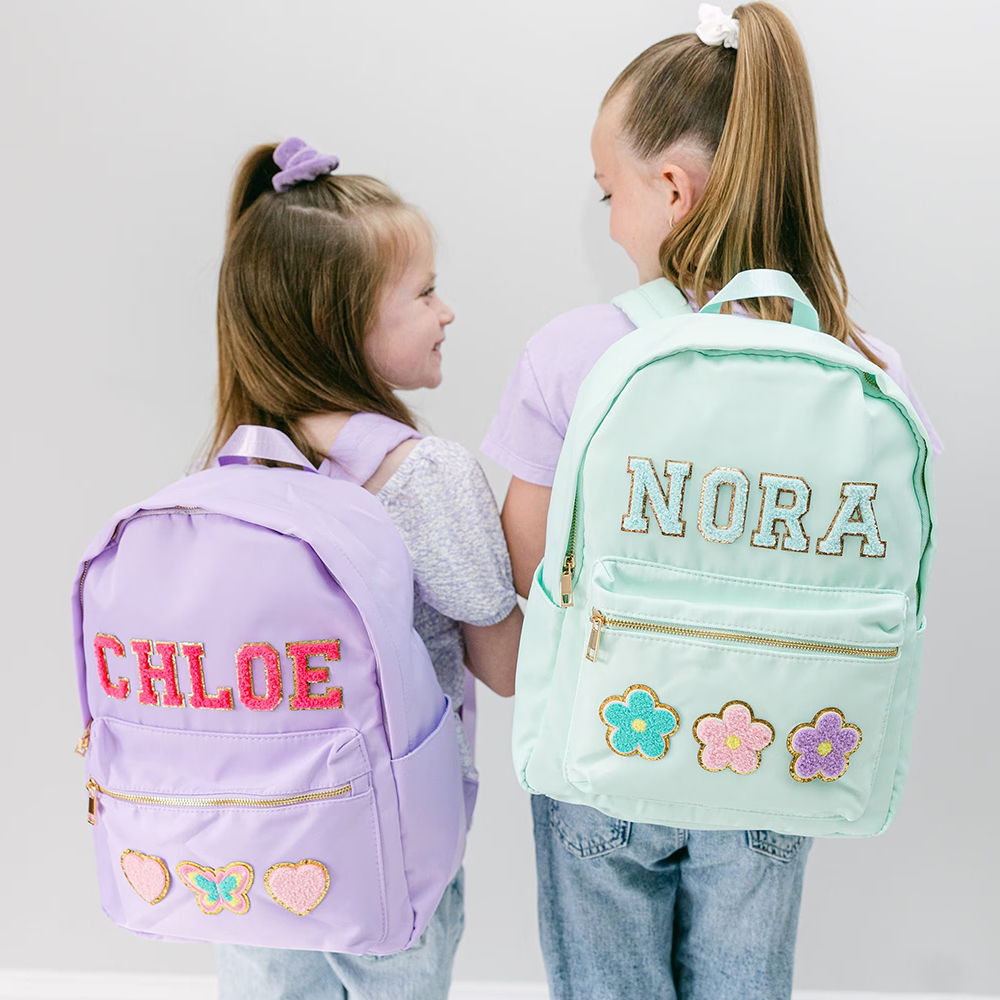 Personalized Lovely Chenille Letters Patch Kids School Backpack Set