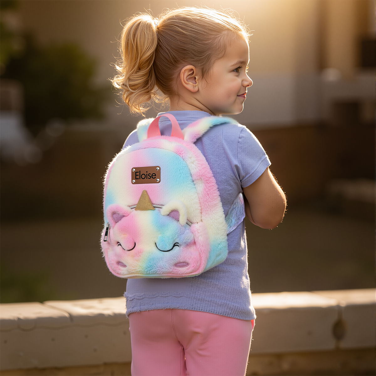 Personalized Embroidery Cute Plush Unicorn Toddler Backpack