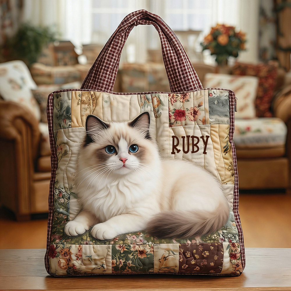 Personalized Crafted Ragdoll Quilted Tote Bag | VETote05