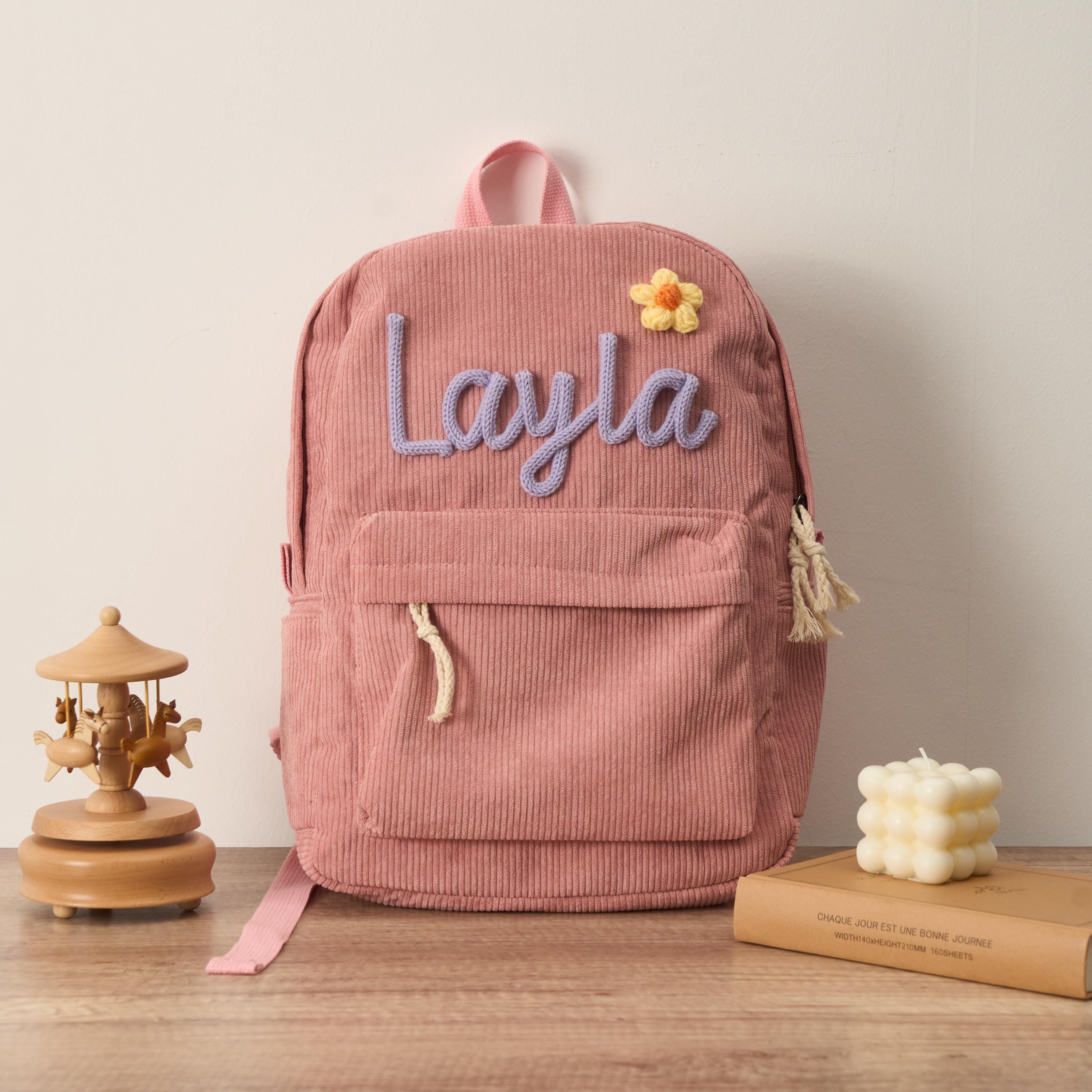 Personalized Knitted Wire Name Floral School Backpack