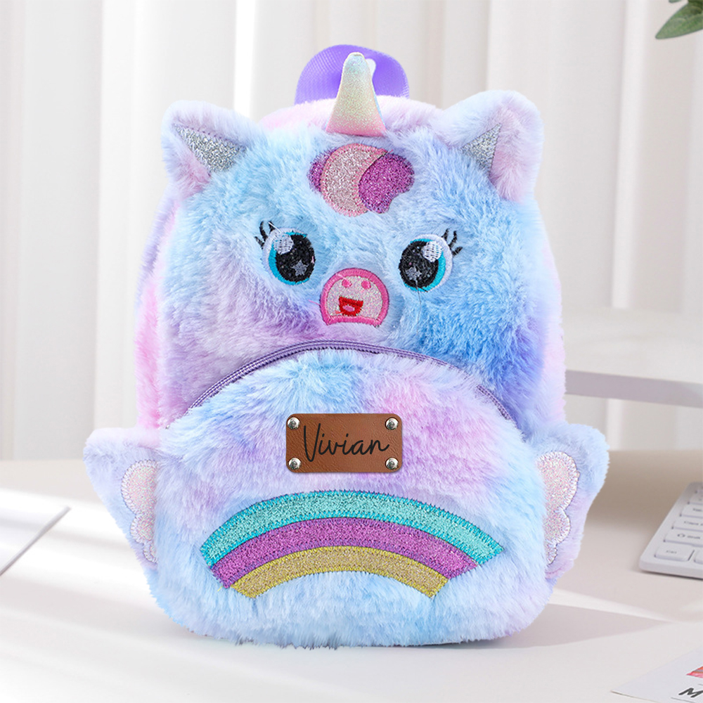 Personalized Embroidery Cute Plush Unicorn Toddler Backpack
