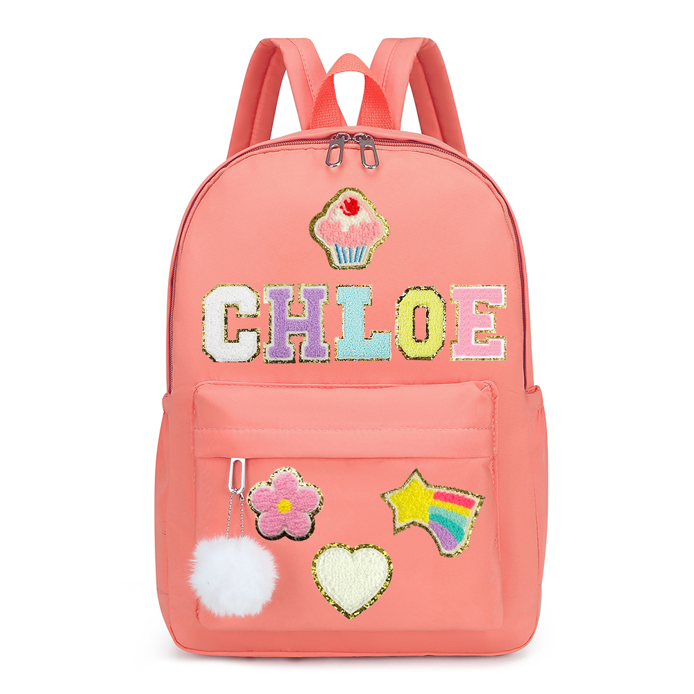 Personalized Chenille Letters Patch Kids School Backpack