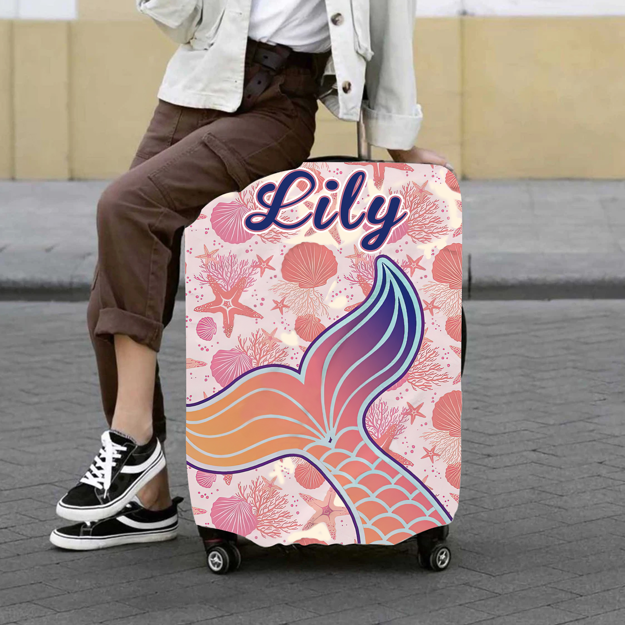 Personalized Mermaid High-elastic Suitcase Protector Luggage Cover