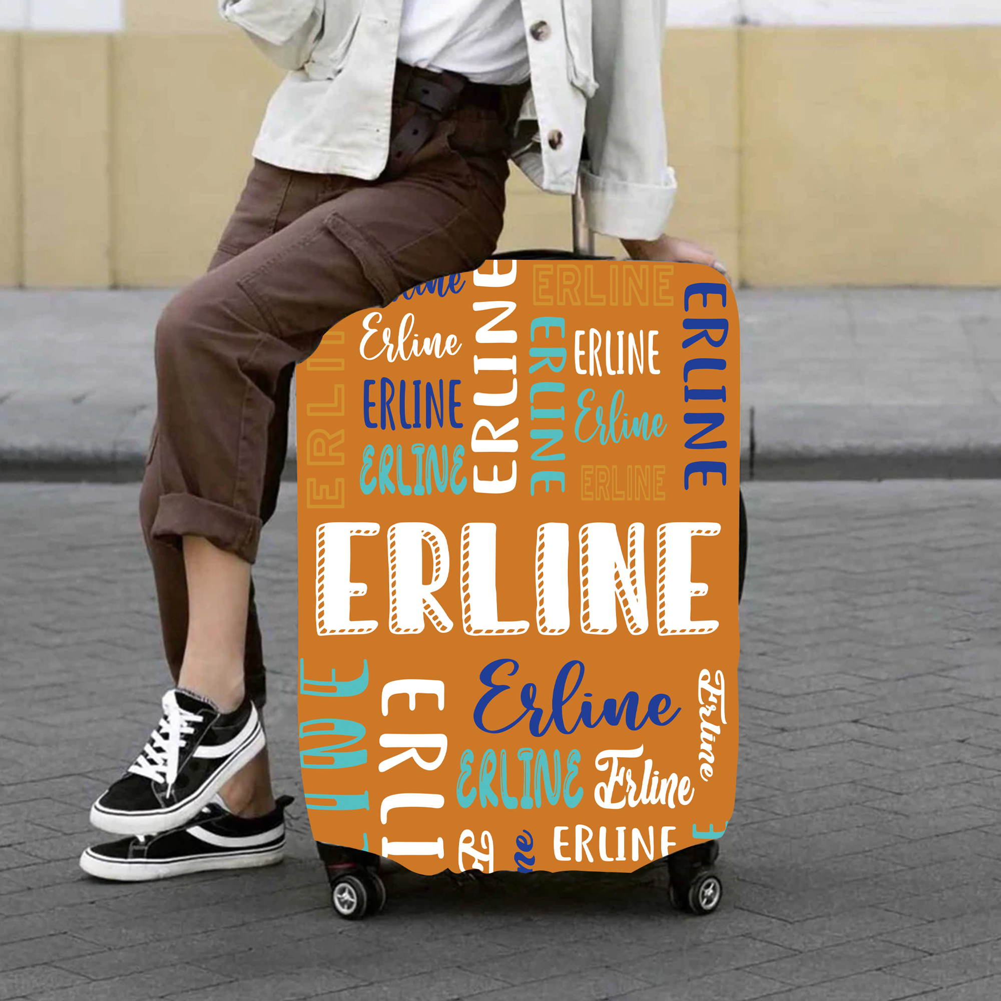 Personalized Original Monogram High-elastic Suitcase Protector Luggage Cover