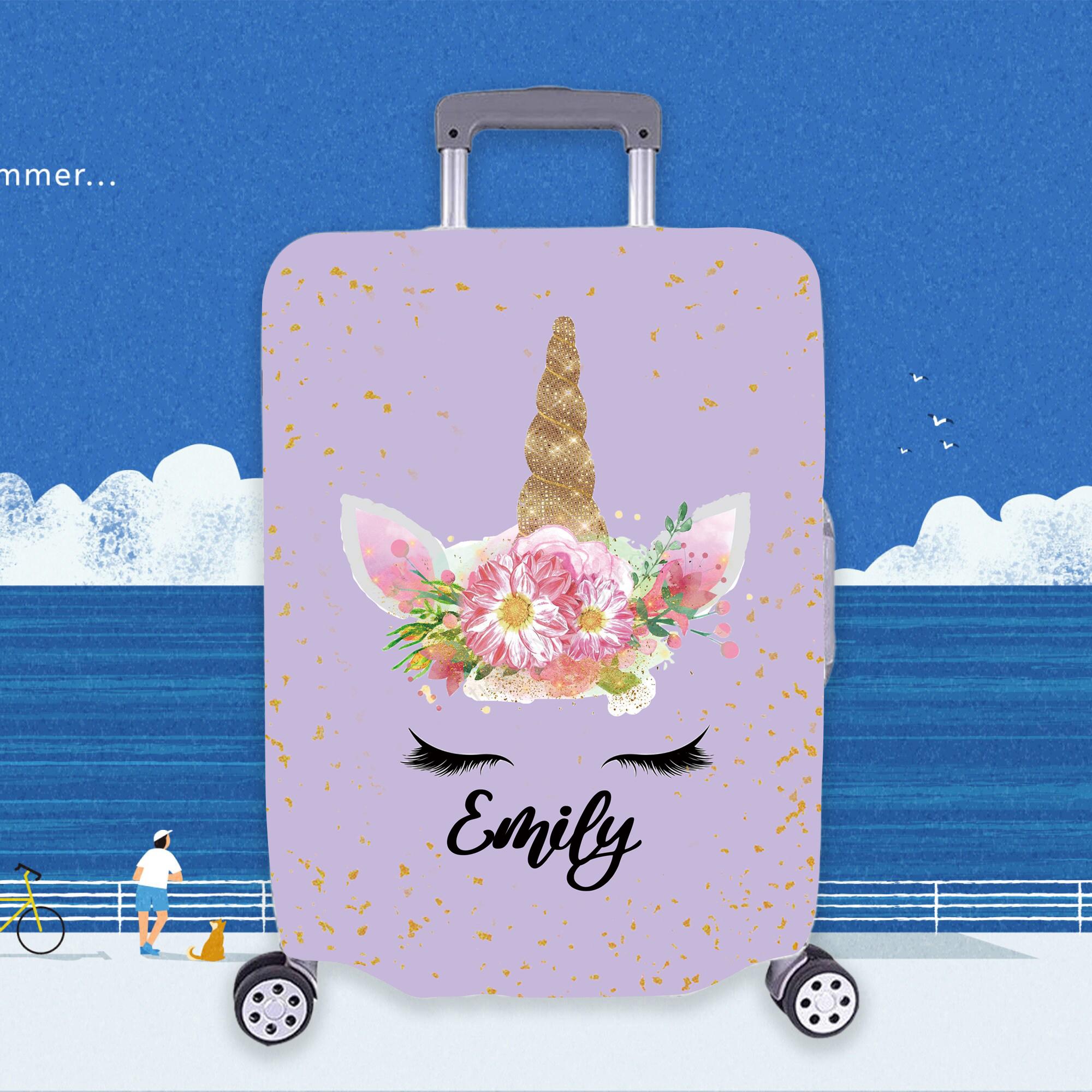 Personalized Lovely Unicorn High-elastic Suitcase Protector Luggage Cover