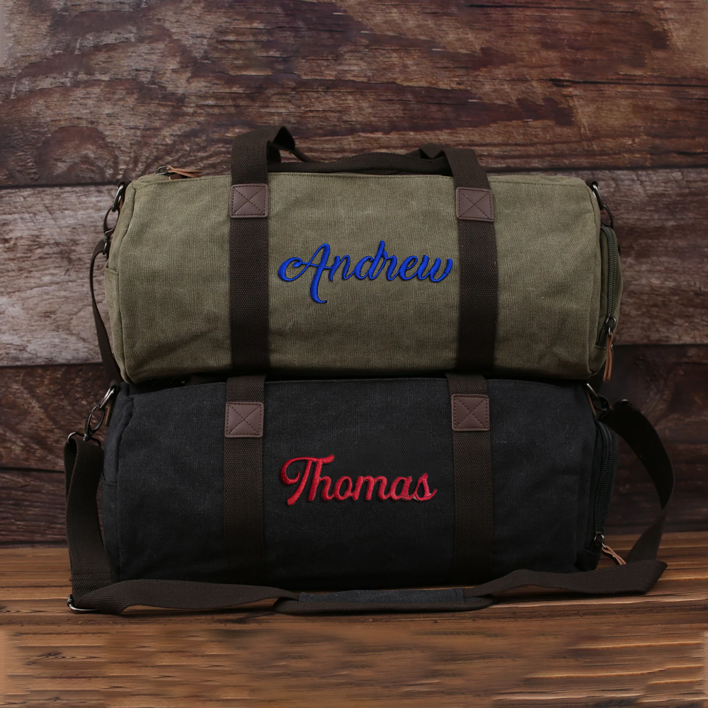 Personalized Embroidered Canvas Duffel Bag