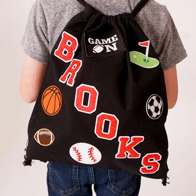 Personalized Chenille Patch Kid Drawstring Bag