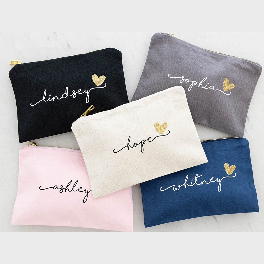 Personalized Multicolor Canvas Portable Makeup Bags