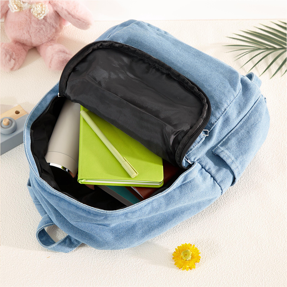 Personalized Lovely Hand Embroidery With Flower Denim Backpack