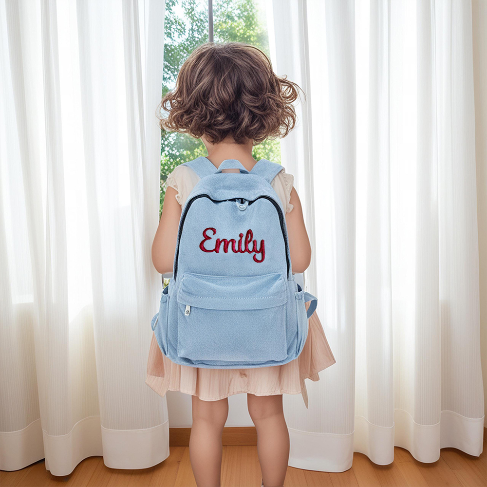 Personalized Embroidery Denim Backpack