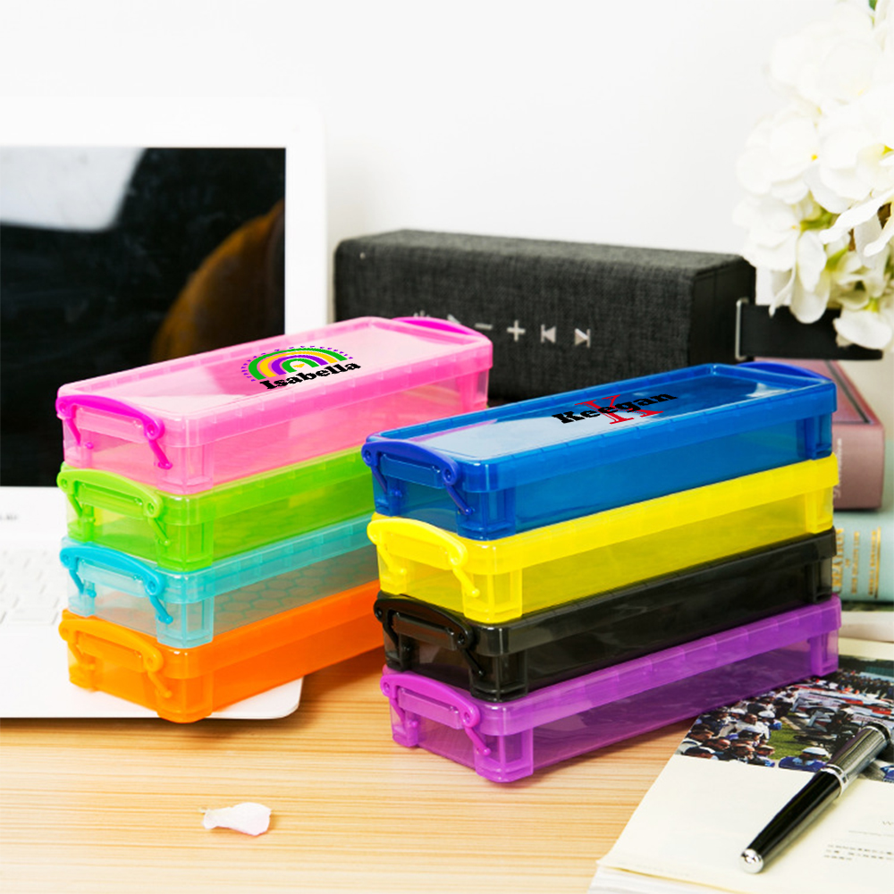 Personalized Colourful Back to School Supplies Crayon Box