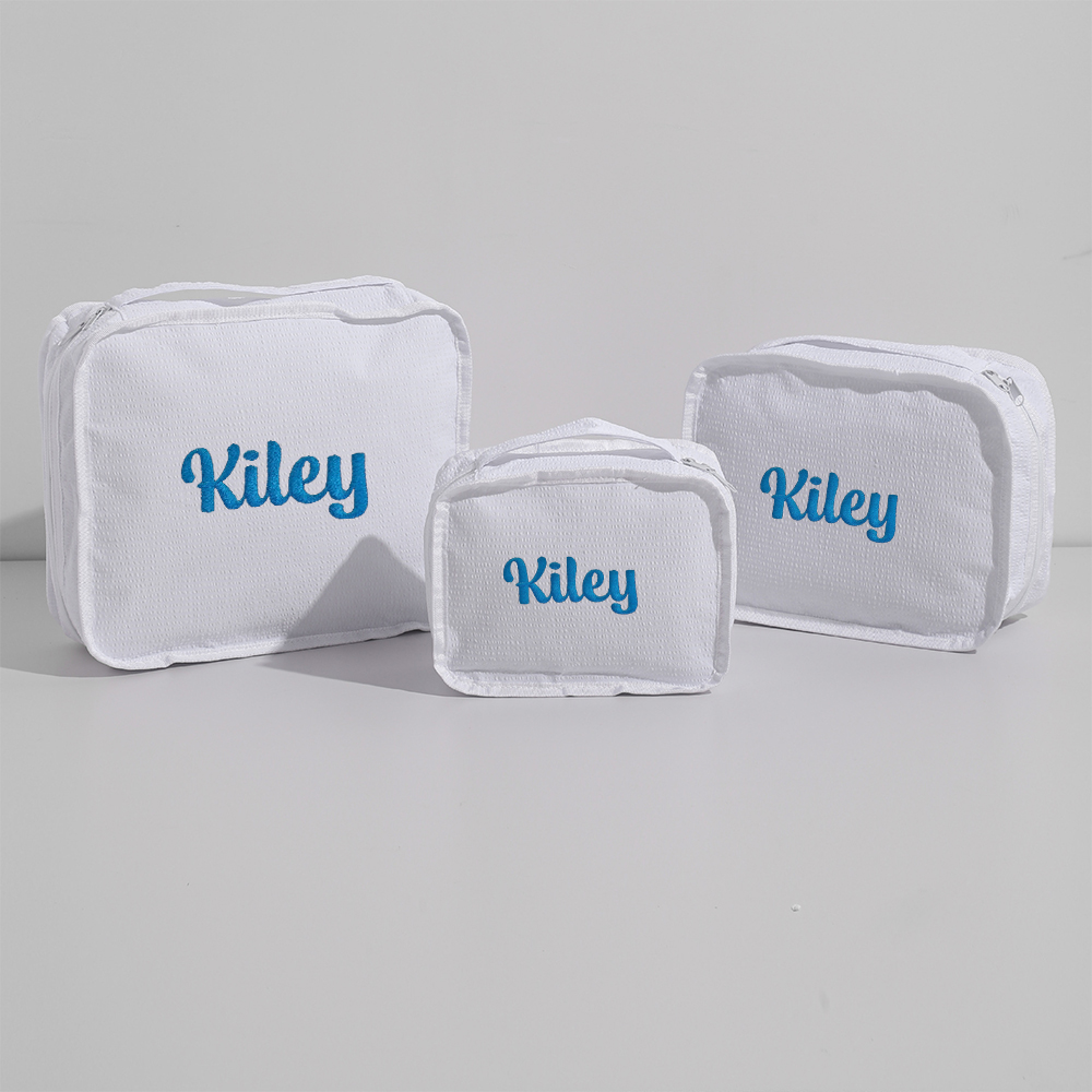 Personalized Embroidery Seersucker Travel Packing Set