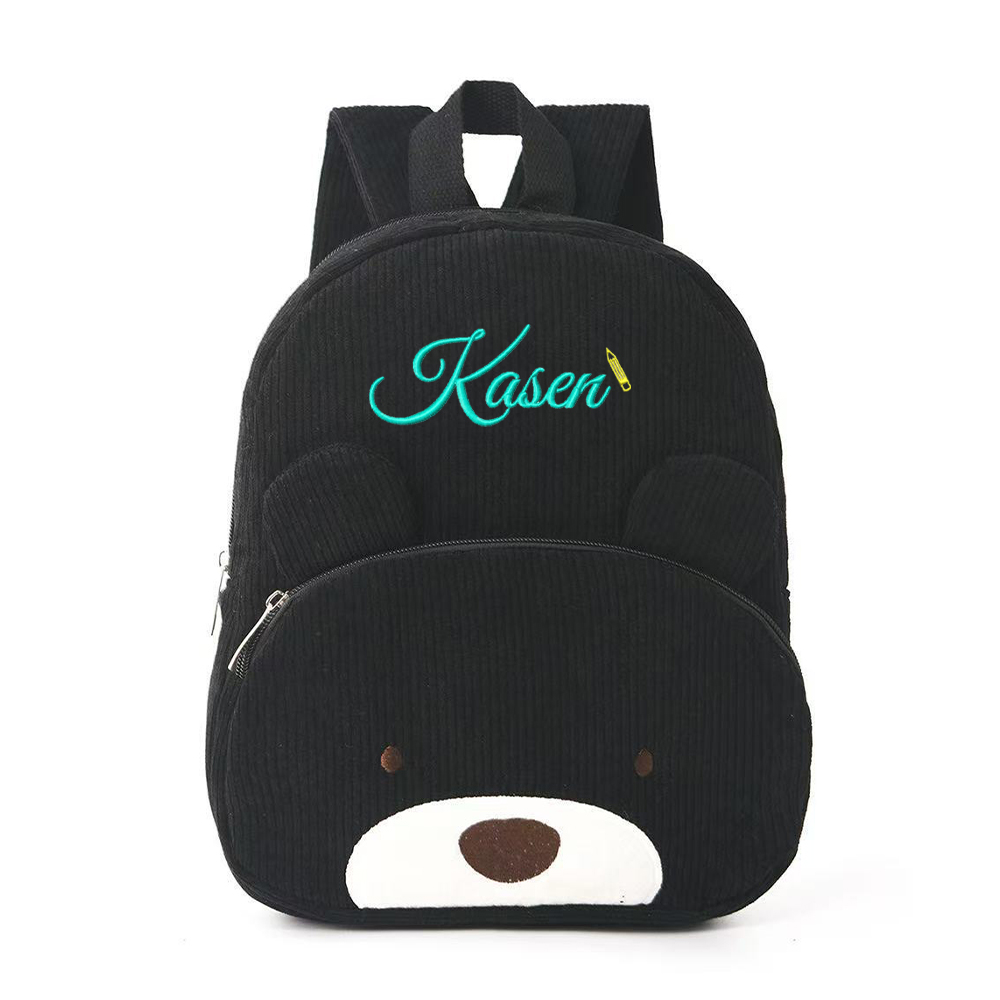 Personalized Embroidery Animals Corduroy Back To School Backpack