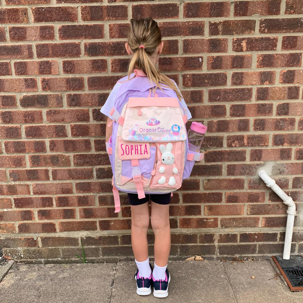 Personalized Upgraded Girls Backpack with Plush Bunny