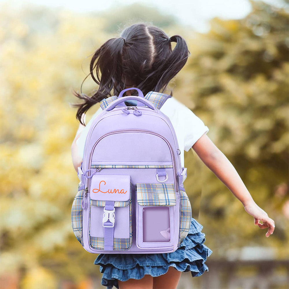 Personalized Plaid Spine Protection Large Capacity School Backpack