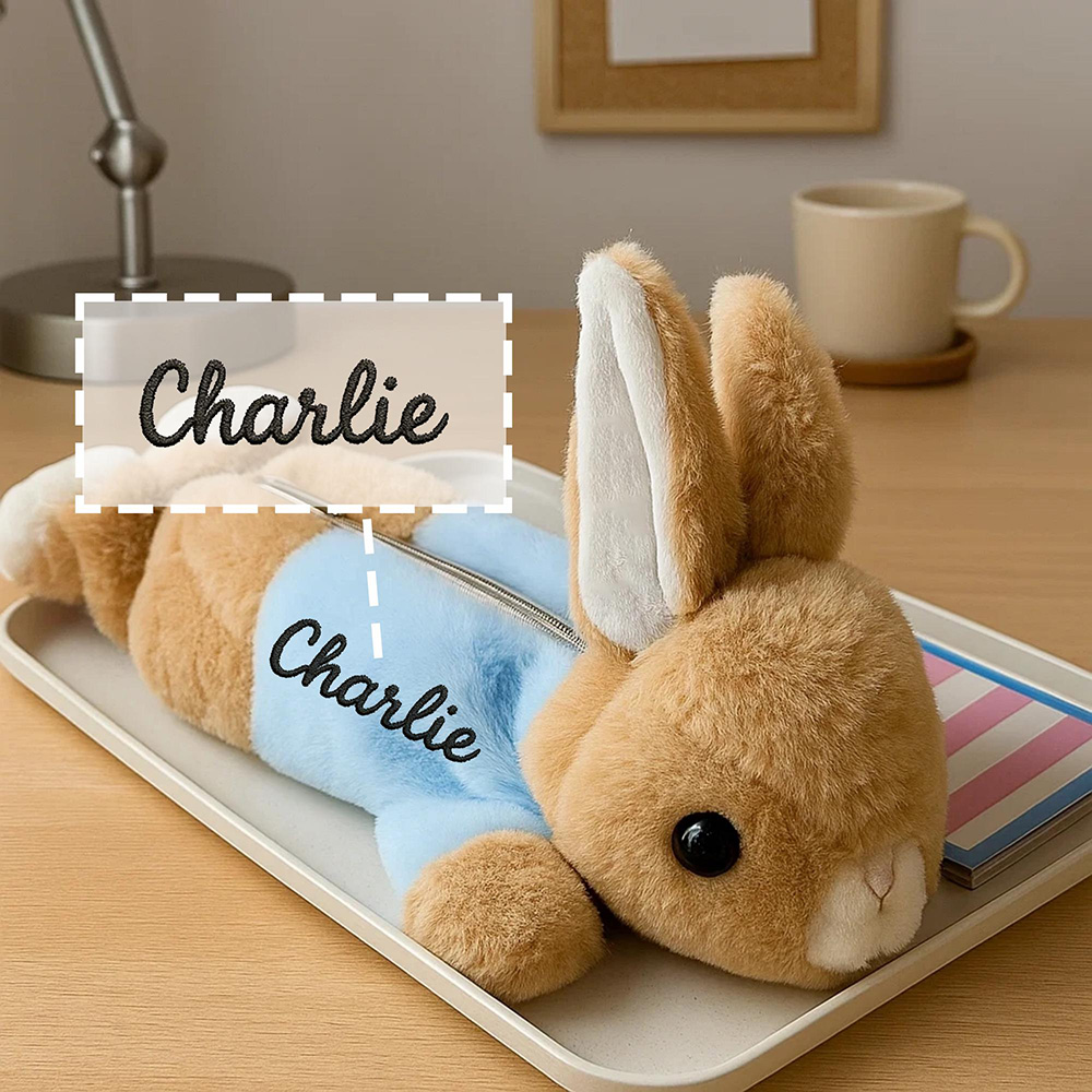 Personalized Kids Plush Bunny Pencil Pouch