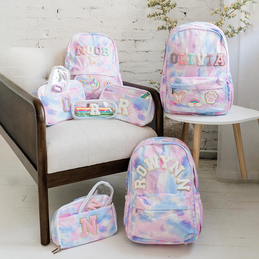 Personalized Lovely Tie-Dye 3 in 1 School Backpack Set