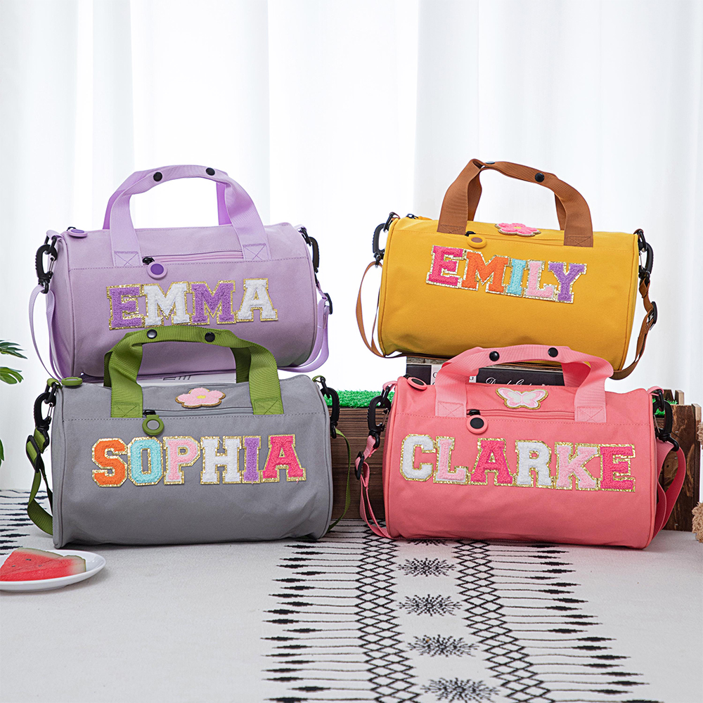 Personalized Chenille Letter Patch Water Proof Duffle Dance Bag