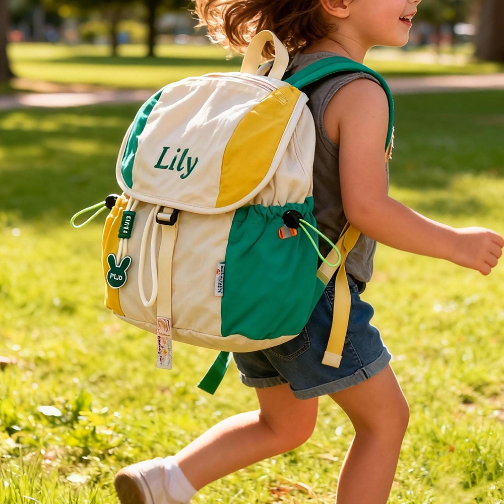 Personalized Embroidery Kids Color Block School Backpack