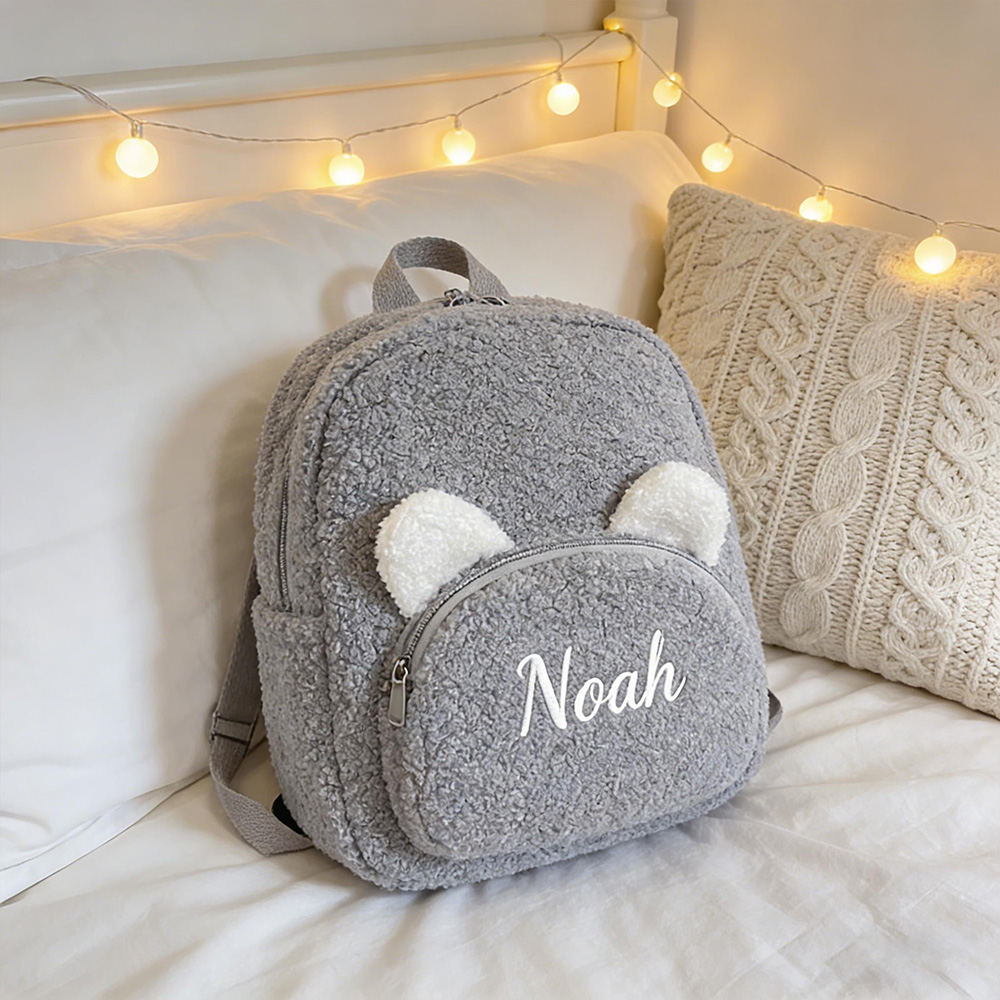 Personalized Embroidery Kids Soft Plush Bear Backpack